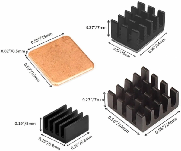 Raspberry Pi 5 Heatsink Kit (Black 4pcs)